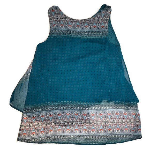 C EST 1946 Womens Sleeveless Shift Blouse Top Teal Sheer Layer Plus Size 18/20W - Picture 6 of 12